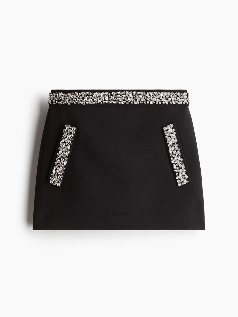 H&M Edition Rhinestone-Embellished Mini Skirt Black Size 6 - Picture 2 of 14
